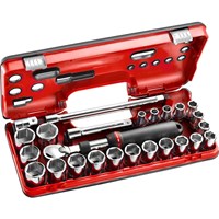 Facom 25 Piece 1/2" Drive Extendable Ratchet and Socket Set Metric in Detection Box