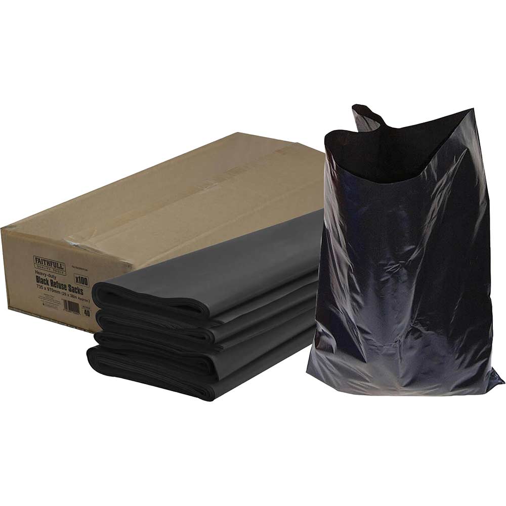 Faithfull  Heavy-Duty Black Refuse Sacks (Pack 100)