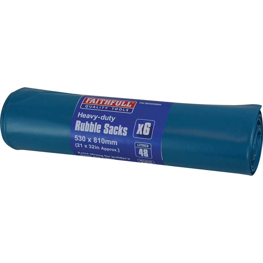 Faithfull  Blue Heavy-Duty Rubble Sacks (Roll 6)