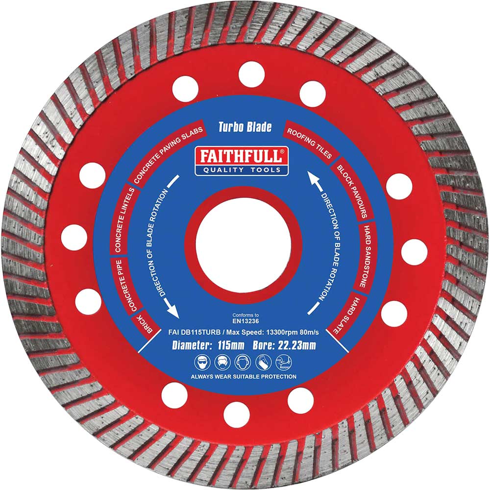 Faithfull Turbo Cut Diamond Cutting Disc 115Mm Size 22.2