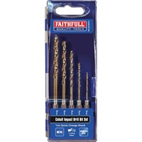 Faithfull 5 Piece HSSE M35 Cobalt Impact Drill Bit Set Faithfull 5 Piece HSSE M35 Cobalt Impact Drill Bit Set