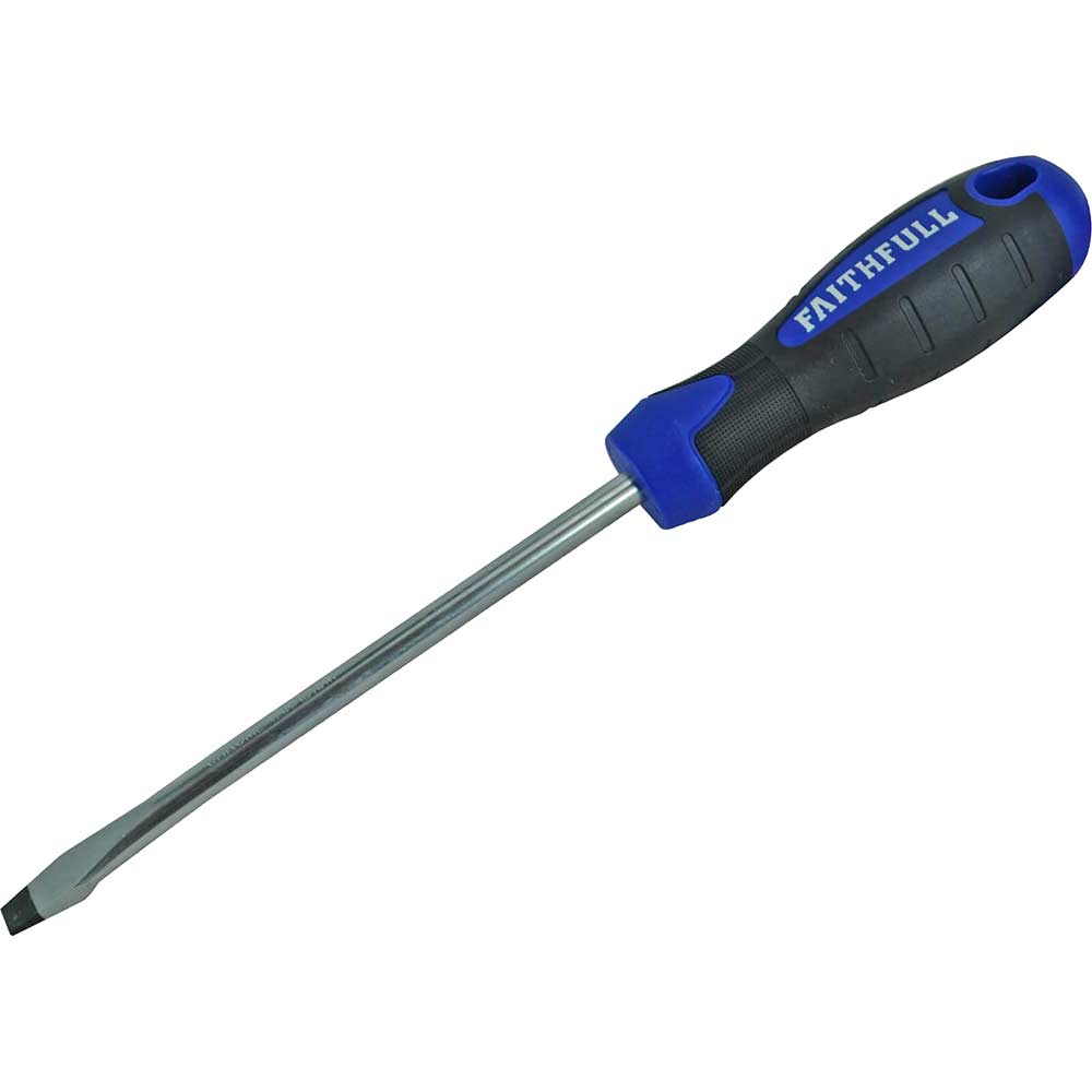 Faithfull Black Soft Grip Flared Slotted Tip Screwdriver
