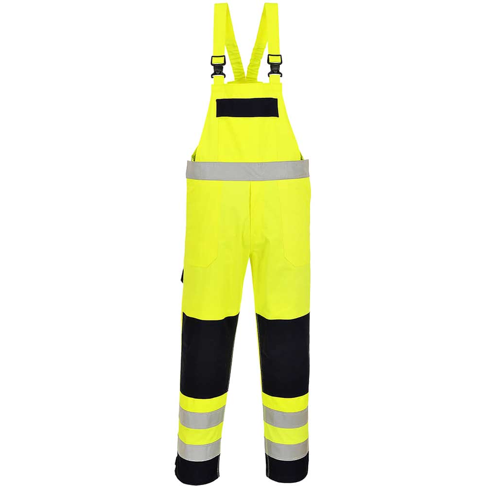 Bizflame Yellow Hi Vis Multi-Norm Flame Resistant Bib And Brace / Navy Small