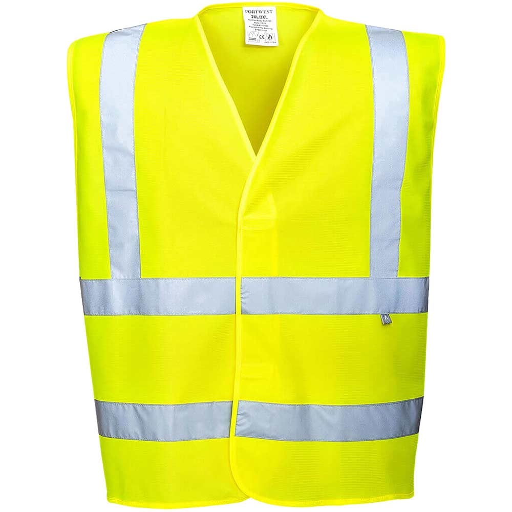 BizFlame Hi Vis Flame Resistant Anti Static Vest - Yellow, 4X/5X, Fit R