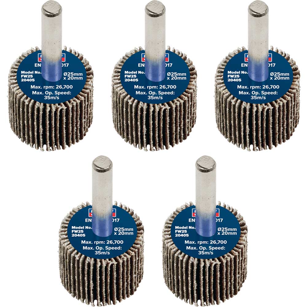 Sealey Flap Wheels Pack Of 25Mm 20Mm 40G Size 5