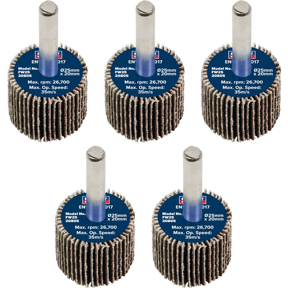 Sealey Flap Wheels Pack Of 25Mm 20Mm 80G Size 5