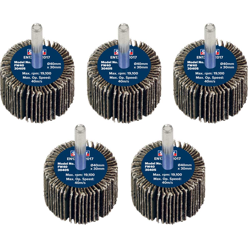 Sealey Flap Wheels Pack Of 40Mm 30Mm 40G Size 5