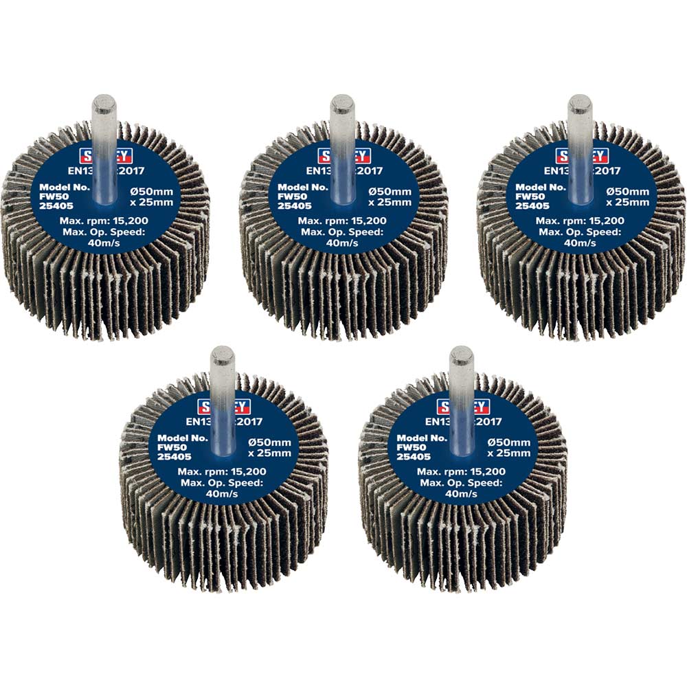Sealey Flap Wheels Pack Of 50Mm 25Mm 40G Size 5