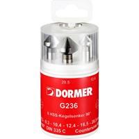 Dormer G2364 6 Piece HSS Tialn Tri-Flat Straight Shank 90° Countersink Set Dormer G2364 6 Piece HSS Tialn Tri-Flat Straight Shank 90° Countersink Set