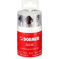 Dormer G2365 6 Piece HSS Tialn Tri-Flat Straight Shank 90° Countersink Set Dormer G2365 6 Piece HSS Tialn Tri-Flat Straight Shank 90° Countersink Set