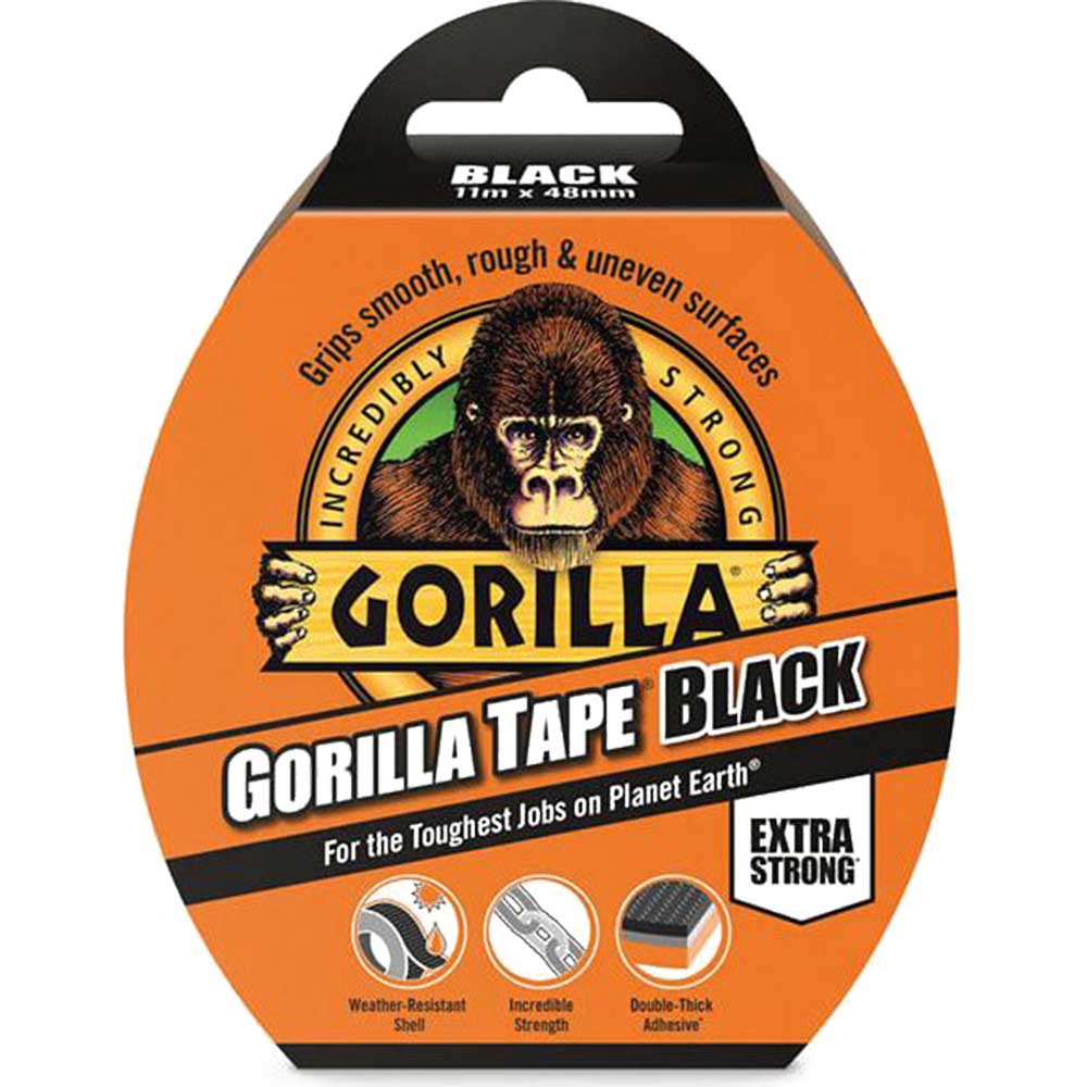 Ruban adhésif toilé colle Gorilla maille 48 noir 11m x 48mm