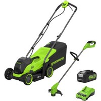 Greenworks 24v Cordless Brushless Lawnmower 330mm and Grass Trimmer 250mm Greenworks 24v Cordless Brushless Lawnmower 330mm and Grass Trimmer 250mm