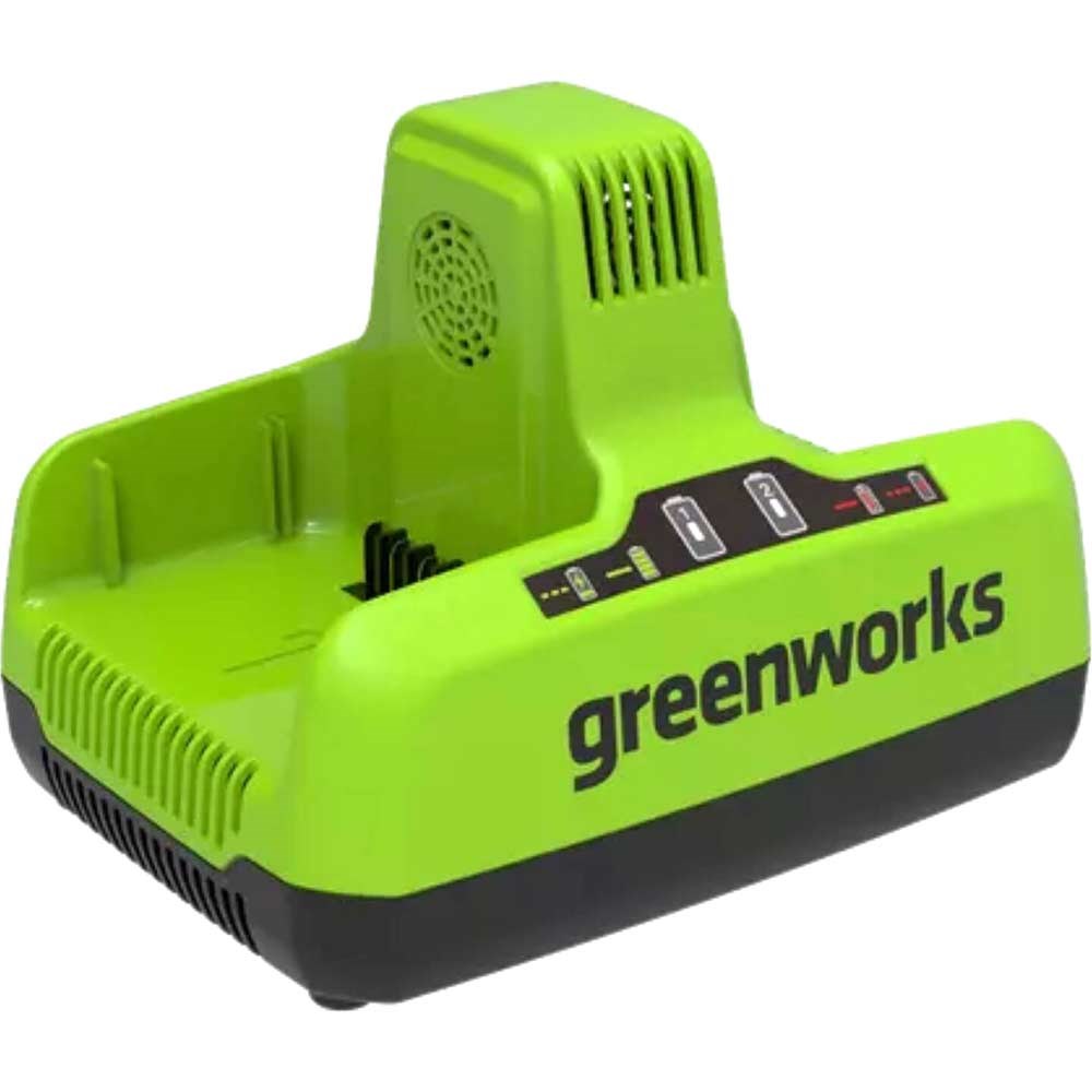 Caricabatterie 40V per Greenworks 29472 29482 29462 29252, Caricabatterie Agli Ioni di Litio con Luce LED Dimmerabile, Porta USB e Tipo C
