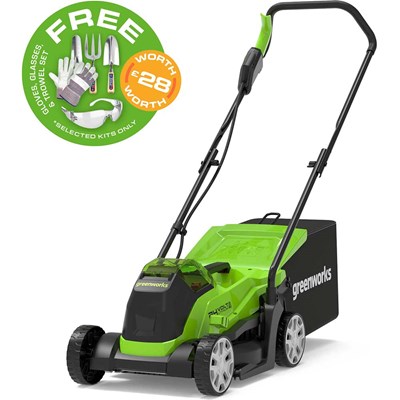 Greenworks GD24LM33 24v Cordless Brushless Rotary Lawnmower 330mm
