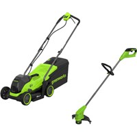 Greenworks Twin 24v Cordless Lawnmower 360mm and 24v Grass Trimmer 250mm Greenworks Twin 24v Cordless Lawnmower 360mm and 24v Grass Trimmer 250mm