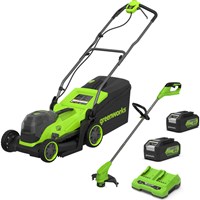 Greenworks Twin 24v Cordless Lawnmower 360mm and 24v Grass Trimmer 250mm