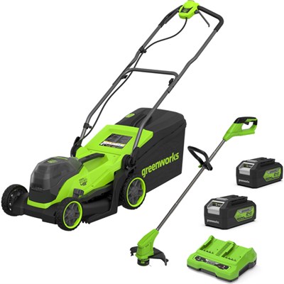 Greenworks Twin 24v Cordless Lawnmower 360mm and 24v Grass Trimmer 250mm