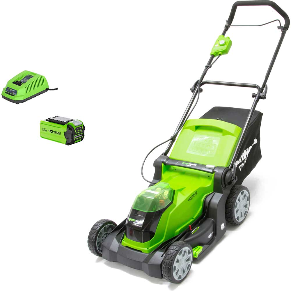 Greenworks G40lm41 40V Cordless Rotary Lawnmower 400Mm Size 5