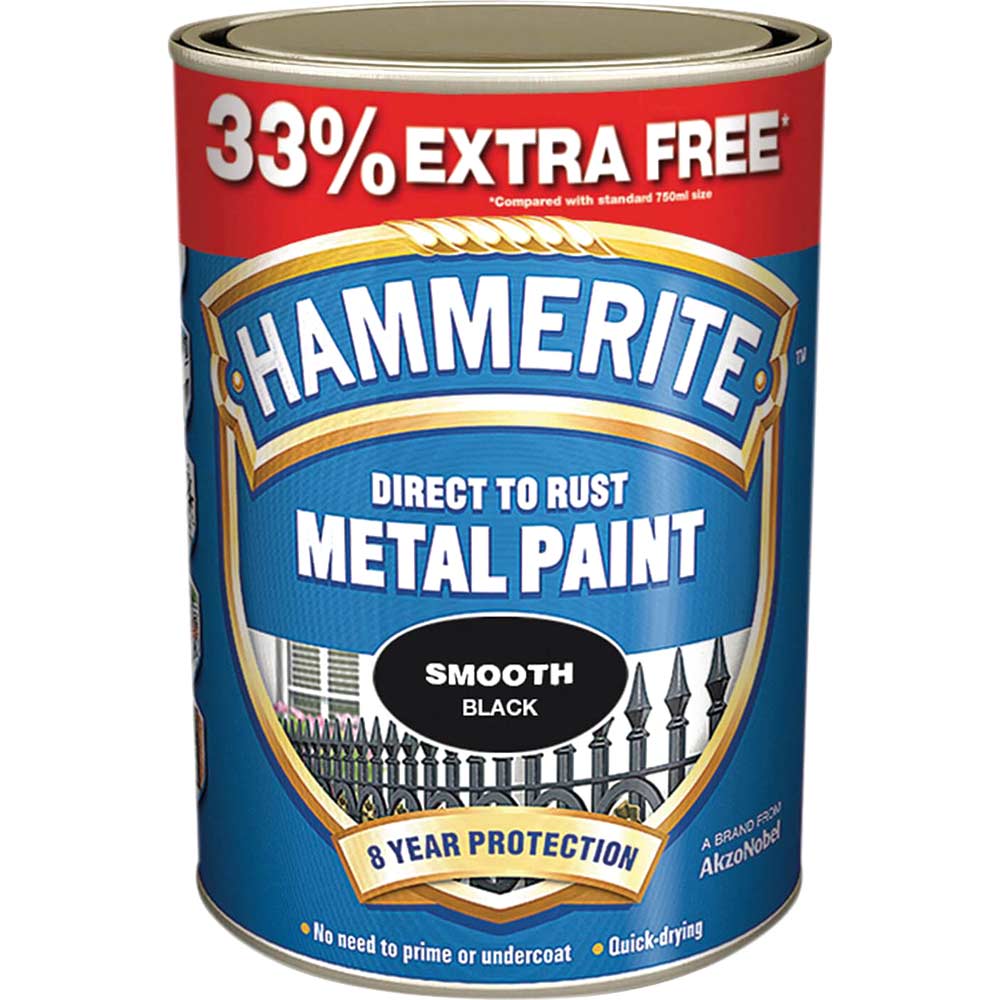 Hammerite Black Smooth Finish Metal Paint 3In