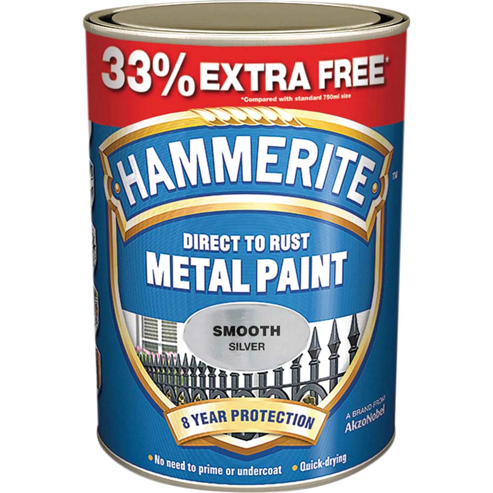 Hammerite Silver Smooth Finish Metal Paint 3In
