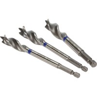 Irwin 3 Piece Blue Groove Nail Biteing Power Wood Drill Bit Set