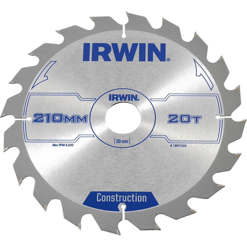 Irwin Atb Construction Circular Saw Blade 210Mm 20T 30Mm Size 20