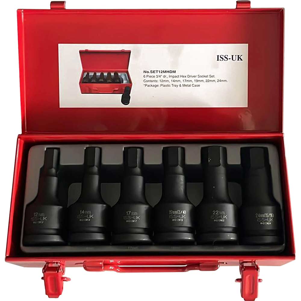 Sirius Men's Piece 3/4" Drive Impact Hex Socket Set Metric Size 6