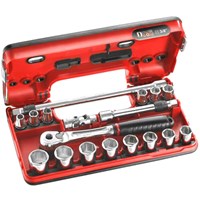 Facom 18 Piece 3/8" Drive Hex Socket Set Metric in Detection Box