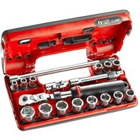 Facom 18 Piece 3/8" Drive Hex Socket Set Metric in Detection Box