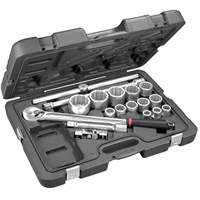 Facom 18 Piece 3/4" Drive Dust Proof Ratchet and Bi Hex Socket Set Metric Facom 18 Piece 3/4" Drive Dust Proof Ratchet and Bi Hex Socket Set Metric