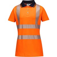 Portwest Hi Vis Womens Cotton Comfort Pro Polo Short Sleeve Shirt