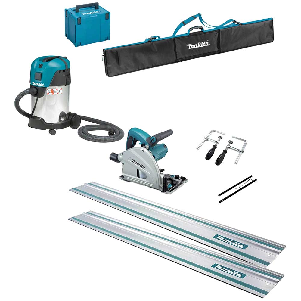 Makita SP6000K7 Plunge Cut Circular Saw and Guide Rail Accessory 7 Piece Set Plunge Saws