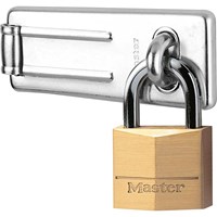 Masterlock Solid Brass Padlock and Steel Hasp Masterlock Solid Brass Padlock and Steel Hasp
