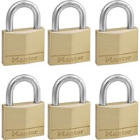 Masterlock Solid Brass Padlock Pack of 6 Keyed Alike Masterlock Solid Brass Padlock Pack of 6 Keyed Alike