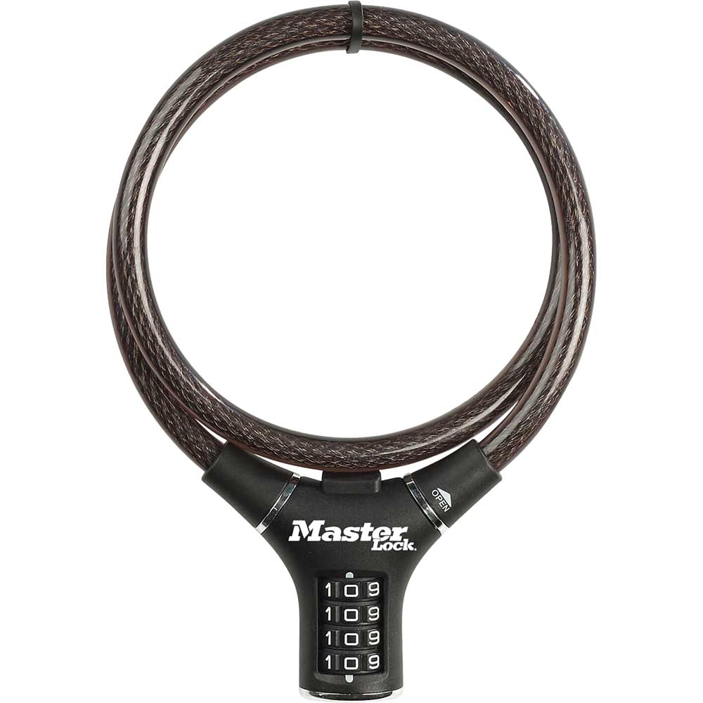Masterlock Black Master Lock Steel Rigid Combination Cable Lock 12Mm 900Mm 0.90M