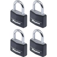 Masterlock Aluminium Vinyl Padlock Pack of 4 Keyed Alike Masterlock Aluminium Vinyl Padlock Pack of 4 Keyed Alike