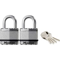 Masterlock Excell Laminated Steel Padlock Pack of 2 Keyed Alike