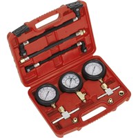 Sealey 3 Piece Motorcycle Compression and Fuel Pressure Gauge Set