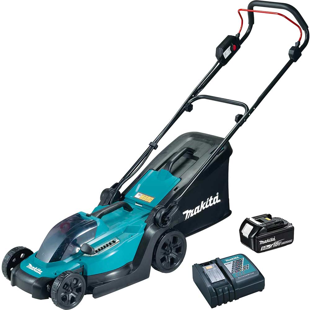 Makita Dlm330 18V Lxt Cordless Lawnmower 330Mm X 5Ah Li-Ion Battery Charger Size 1