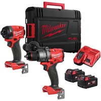 Milwaukee M18 FPP2A3 Fuel 18v Cordless Brushless Combi Drill and Impact Driver Kit Milwaukee M18 FPP2A3 Fuel 18v Cordless Brushless Combi Drill and Impact Driver Kit