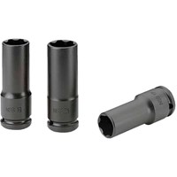 Facom 3 Piece 1/2/" Drive Deep Hexagon Wheel Nut Impact Socket Set Metric