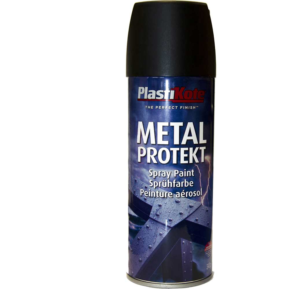 Plastikote Black Metal Protekt Aerosol Spray Paint Matt 400Ml