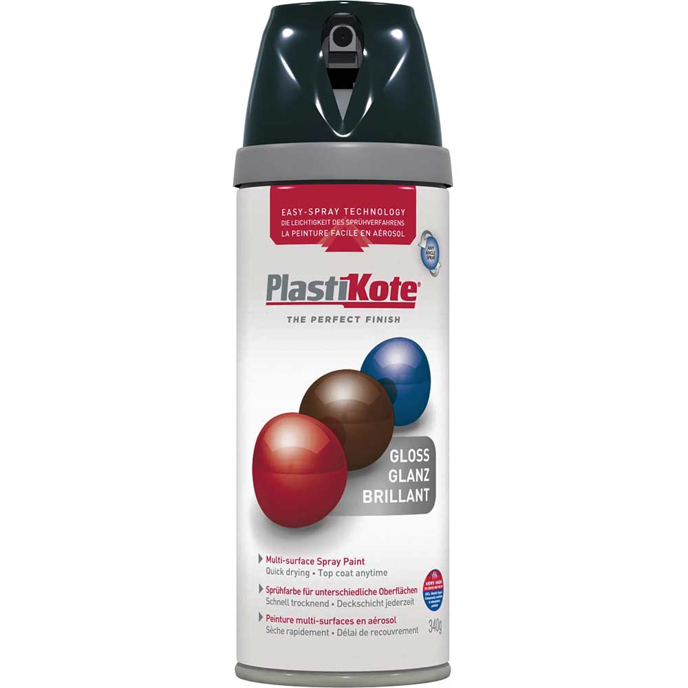 Plastikote Black Premium Gloss Aerosol Spray Paint 400Ml