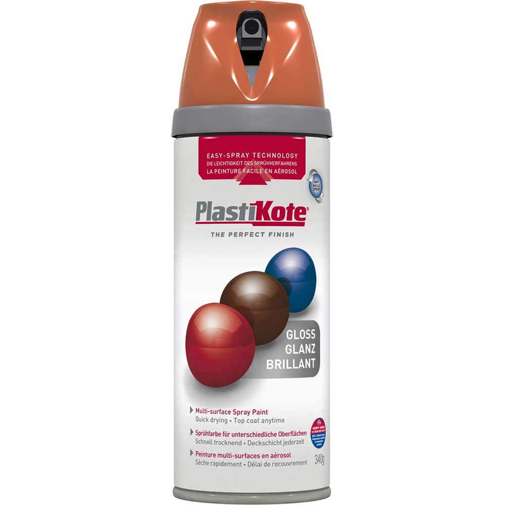 Plastikote Orange Premium Gloss Aerosol Spray Paint 400Ml