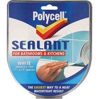 Polycell White Sealant Strip for Bathroom and Kitchen Polycell White Sealant Strip for Bathroom and Kitchen