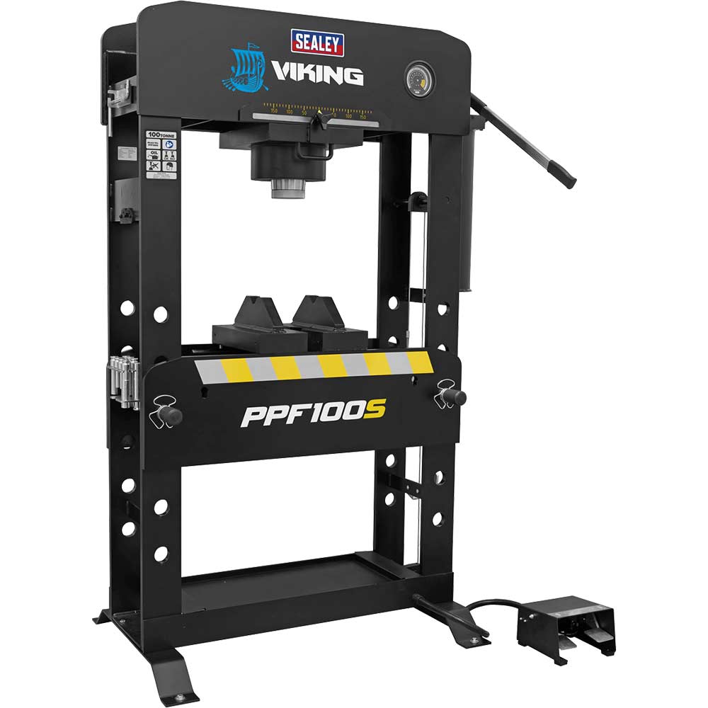 Sealey Viking Floor Air / Hydraulic Press With Sliding Ram And Foot Pedal Size 5