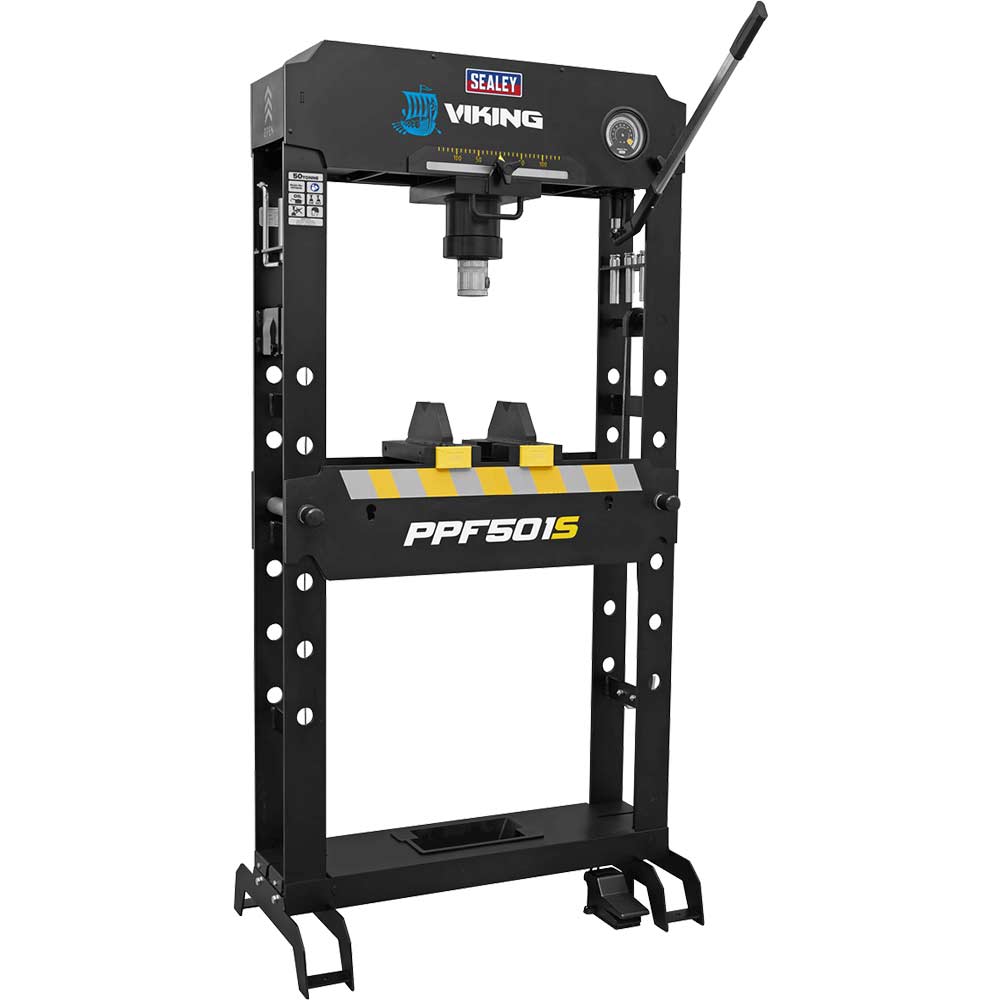 Sealey Viking Floor Air / Hydraulic Press With Sliding Ram And Foot Pedal Size 2