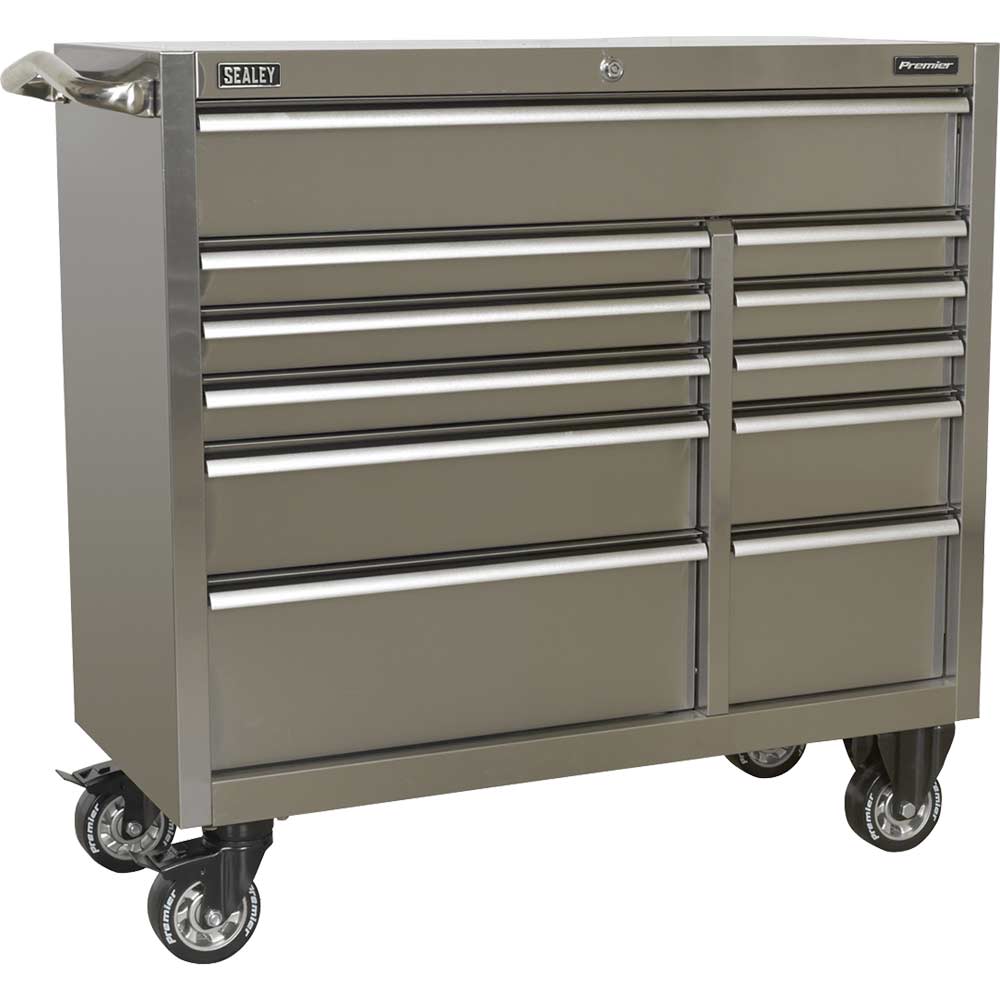 Sealey Premier Drawer Wide Stainless Steel Roller Cabinet Stainless Steel Size 11