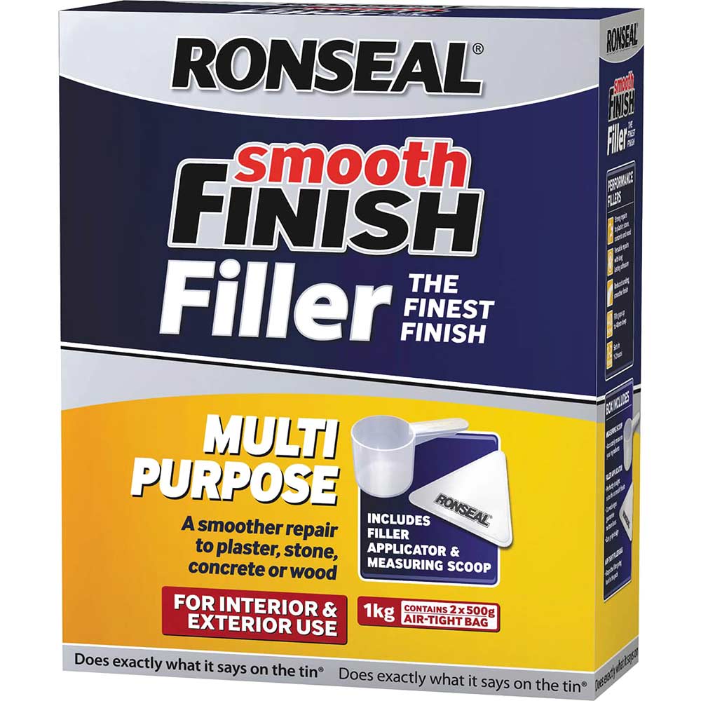 Ronseal White Smooth Finish Multi Purpose Interior Wall Powder Filler 1Kg
