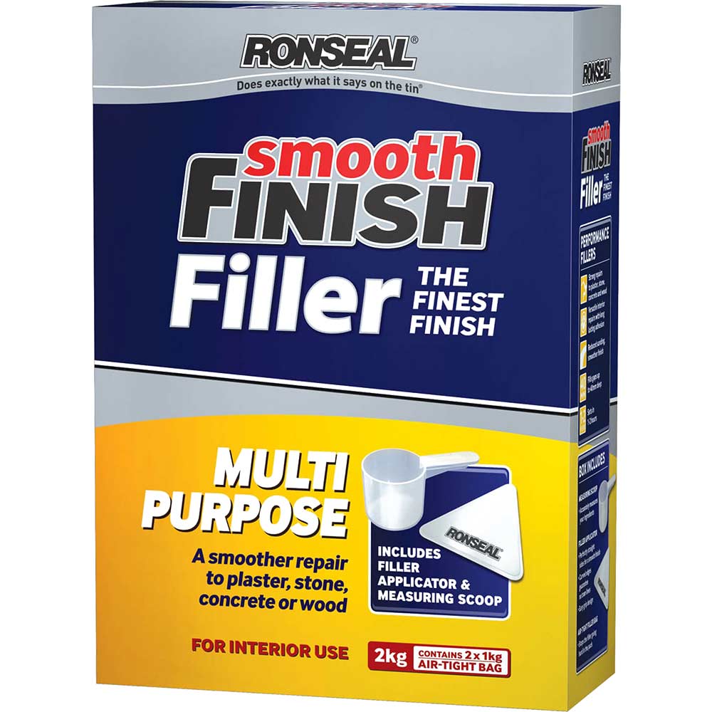 Ronseal White Smooth Finish Multi Purpose Interior Wall Powder Filler 2Kg